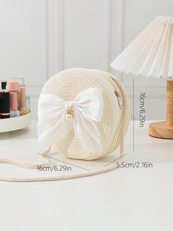 YL Mini sac à bandoulière en toile tressée kaki avec accessoires de nœud papillon. Sac à main tendance avec nœud papillon pour femmes pour la Saint-Valentin – Image 7