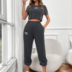 SHEIN Relaxiva Pantalons de survêtement & T-shirt à lettres