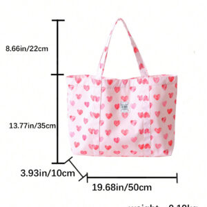 Sac en tissu imprimé, vacances, loisirs, shopping, sac fourre-tout à une épaule, sac de courses, voyage de courte distance, grand sac de voyage à une épaule, nouveau sac d'été, sac de voyage pour maman pour la Saint-Valentin