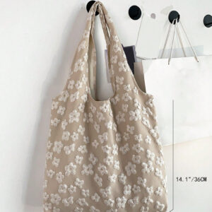 Sac cabas en canevas à design floral de couleur unie à la mode, sac cabas à motif floral de grande capacité, pour femmes, débutants et employés de bureau, pour les cadeaux d'enseignant, pour les filles, les adolescentes, pour les dames, pour les femmes de grande capacité pour les affaires/les trajets/le travail/le bureau