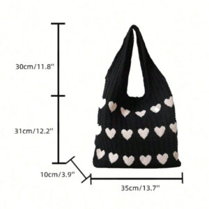 Sac fourre-tout avec motif de cœur au crochet, sac à épaule mignon, cadeau parfait de la Saint-Valentin pour elle, meilleur choix de cadeau de la Saint-Valentin