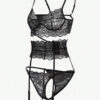 Classic Sexy 3 pièces Ensemble de lingerie en dentelle jarretière – Image 8