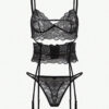 Classic Sexy 3 pièces Ensemble de lingerie en dentelle jarretière – Image 9