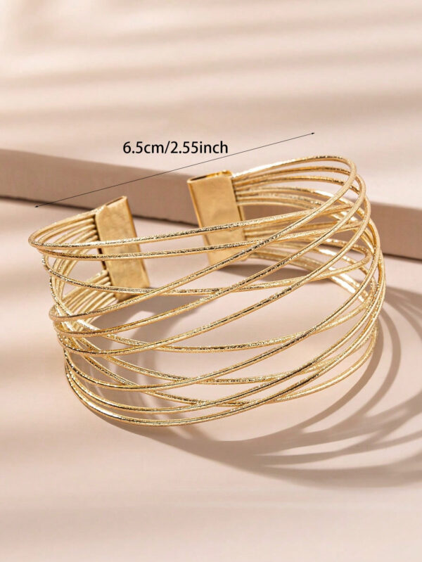 1 pièce Bracelet de mode à ouverture décorée de métal multicouche pour femme – Image 4