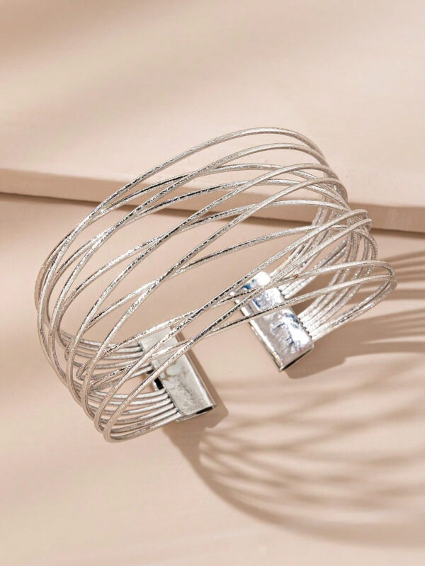 1 pièce Bracelet de mode à ouverture décorée de métal multicouche pour femme – Image 5
