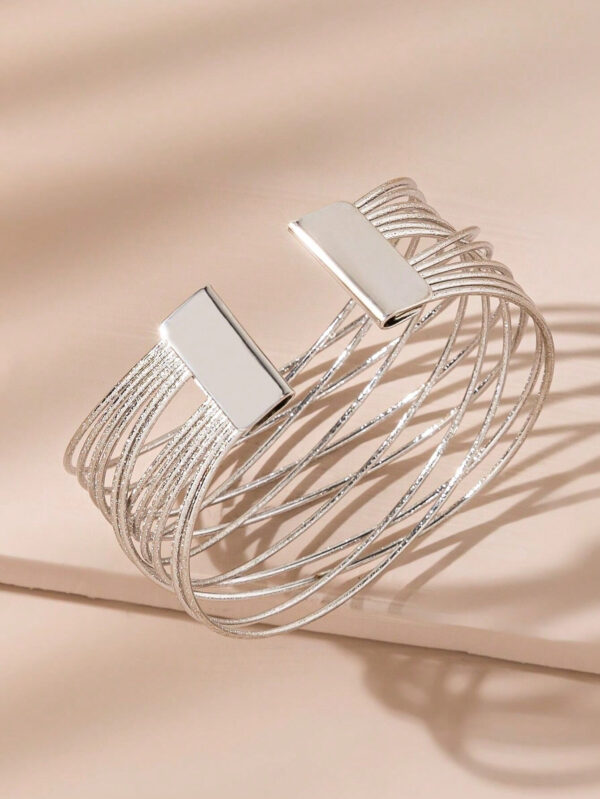 1 pièce Bracelet de mode à ouverture décorée de métal multicouche pour femme – Image 6
