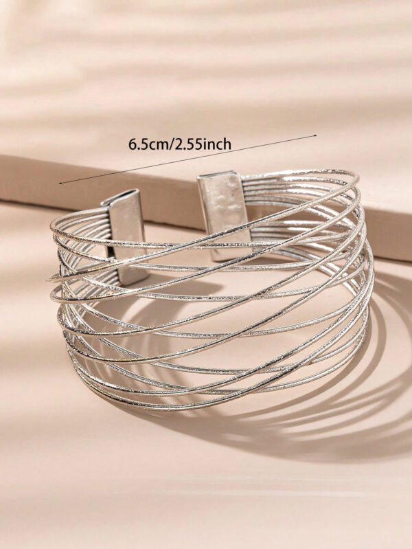 1 pièce Bracelet de mode à ouverture décorée de métal multicouche pour femme – Image 7