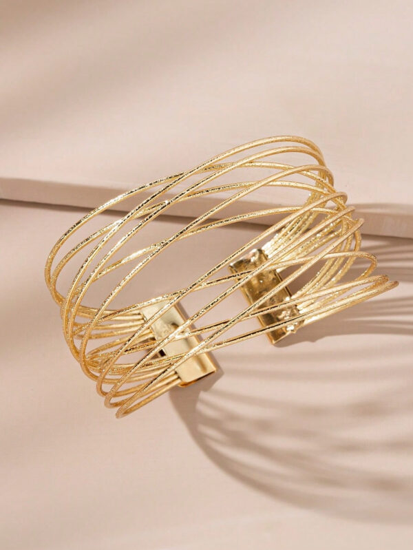 1 pièce Bracelet de mode à ouverture décorée de métal multicouche pour femme – Image 8