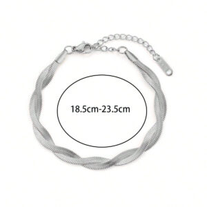 MONALLY 1 pièce Bracelet chaîne tressée en couleur or et argent plaqué or 18 carats en acier inoxydable. Accessoire de mode de luxe, cadeau parfait pour la Saint-Valentin pour la meilleure amie, style occidental