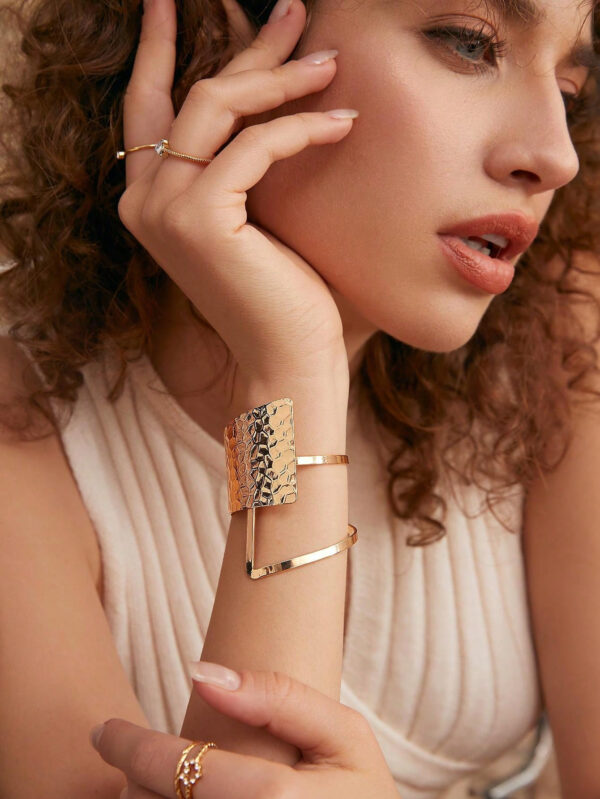 1 pièce Bracelet à la mode à détail géométrique pour femme pour décoration quotidienne – Image 14