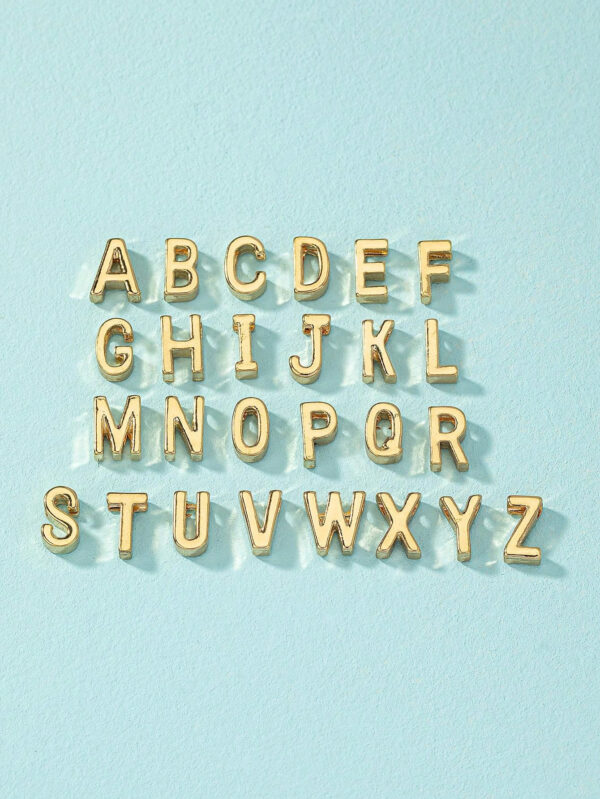1 pièce Bracelet charm simple et avec symbole de cœur, bracelet à maillons avec 26 lettres de l'alphabet anglais de conception rétro, Saint-Valentin – Image 5