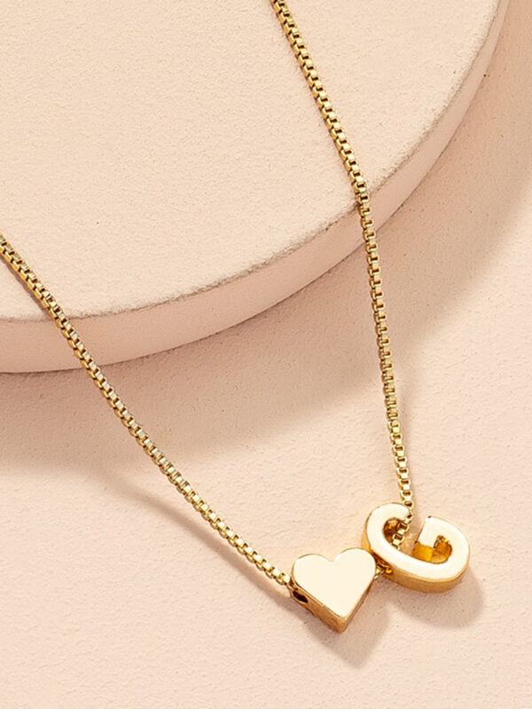 1 pièce Bracelet charm simple et avec symbole de cœur, bracelet à maillons avec 26 lettres de l'alphabet anglais de conception rétro, Saint-Valentin – Image 6