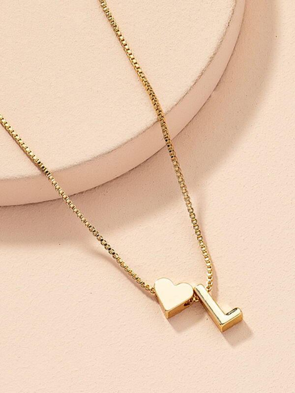 1 pièce Bracelet charm simple et avec symbole de cœur, bracelet à maillons avec 26 lettres de l'alphabet anglais de conception rétro, Saint-Valentin – Image 8