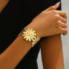 1 pièce Bracelet ouvert rétro simple avec pétale de fleur doré exagéré, convient pour un port quotidien pour femmes – Image 7