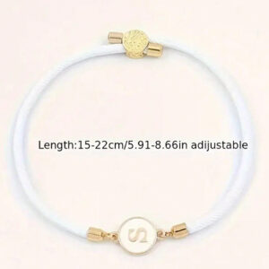 1 pièce Bracelet à lettres A-Z 26 initial noir classique à glissière, bijou à la mode de style simple et décontracté pour femmes