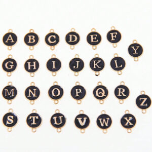 1 pièce Bracelet à lettres A-Z 26 initial noir classique à glissière, bijou à la mode de style simple et décontracté pour femmes