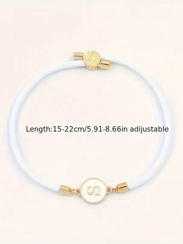 1 pièce Bracelet à lettres A-Z 26 initial noir classique à glissière, bijou à la mode de style simple et décontracté pour femmes – Image 3
