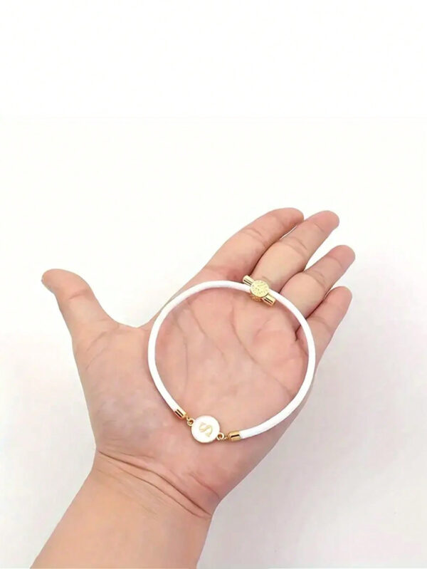 1 pièce Bracelet à lettres A-Z 26 initial noir classique à glissière, bijou à la mode de style simple et décontracté pour femmes – Image 6
