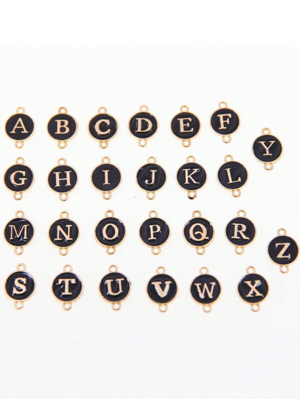 1 pièce Bracelet à lettres A-Z 26 initial noir classique à glissière, bijou à la mode de style simple et décontracté pour femmes – Image 7