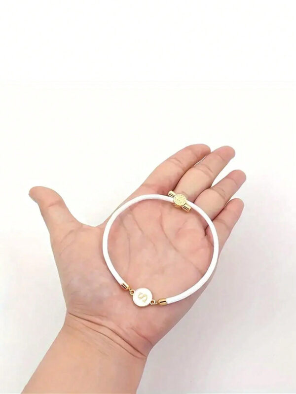 1 pièce Bracelet à lettres A-Z 26 initial noir classique à glissière, bijou à la mode de style simple et décontracté pour femmes – Image 14