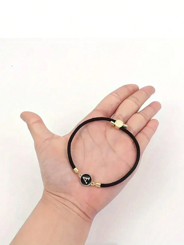 1 pièce Bracelet à lettres A-Z 26 initial noir classique à glissière, bijou à la mode de style simple et décontracté pour femmes – Image 15