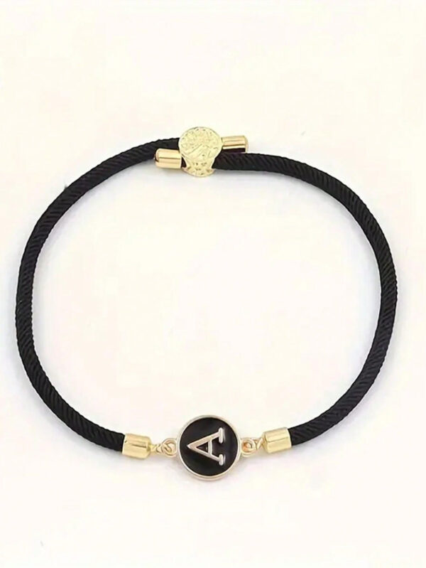 1 pièce Bracelet à lettres A-Z 26 initial noir classique à glissière, bijou à la mode de style simple et décontracté pour femmes – Image 16