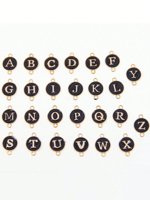 1 pièce Bracelet à lettres A-Z 26 initial noir classique à glissière, bijou à la mode de style simple et décontracté pour femmes – Image 19