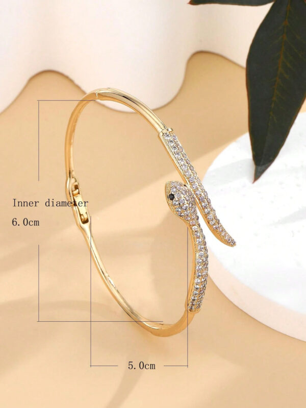 1 pièce Bracelet Jonc Cristal en forme de serpent - Design serpent en cristaux étincelants - Accessoire chic pour les tenues élégantes – Image 15