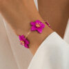 1 pièce Bracelet de dame stylisé avec un design exagéré de fleur en or, cadeau de mariage pour la Saint-Valentin – Image 2