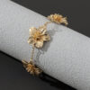 1 pièce Bracelet de dame stylisé avec un design exagéré de fleur en or, cadeau de mariage pour la Saint-Valentin – Image 6