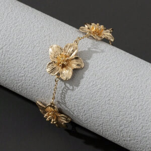 1 pièce Bracelet de dame stylisé avec un design exagéré de fleur en or, cadeau de mariage pour la Saint-Valentin