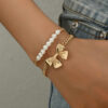 2 pièces/Set Bracelet à nœud papillon et décoration de fausse perle populaire, bijoux de mode doux et mignons pour dames pour un usage quotidien ou en vacances à la plage, style simple pour la Saint-Valentin – Image 11