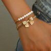 2 pièces/Set Bracelet à nœud papillon et décoration de fausse perle populaire, bijoux de mode doux et mignons pour dames pour un usage quotidien ou en vacances à la plage, style simple pour la Saint-Valentin – Image 13