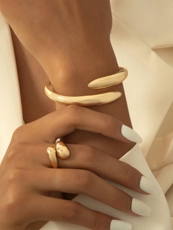 1 Bracelet En Alliage De Forme Géométrique Et Ensemble De Bague