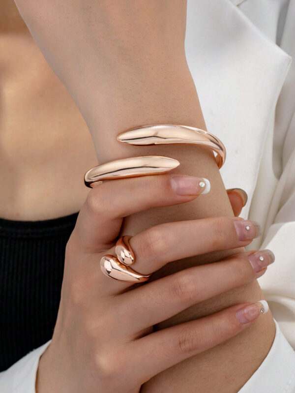 1 Bracelet En Alliage De Forme Géométrique Et Ensemble De Bague – Image 3