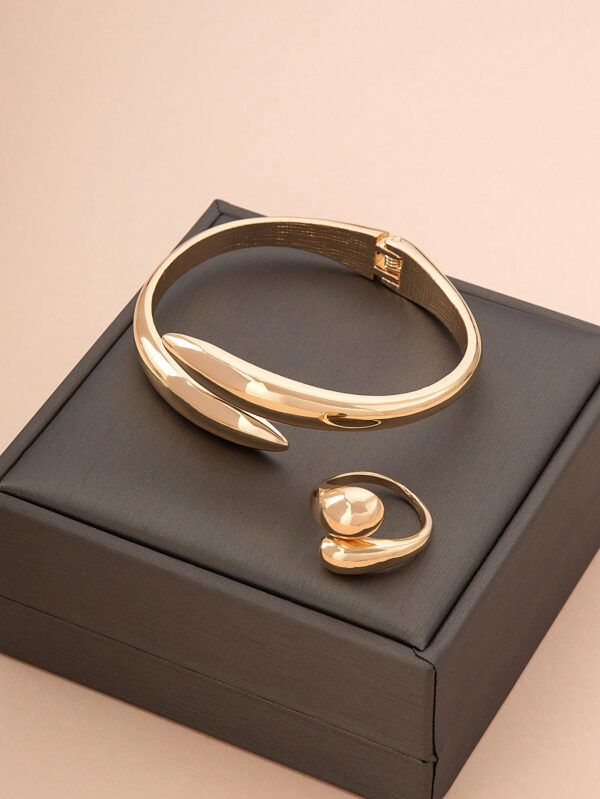 1 Bracelet En Alliage De Forme Géométrique Et Ensemble De Bague – Image 4