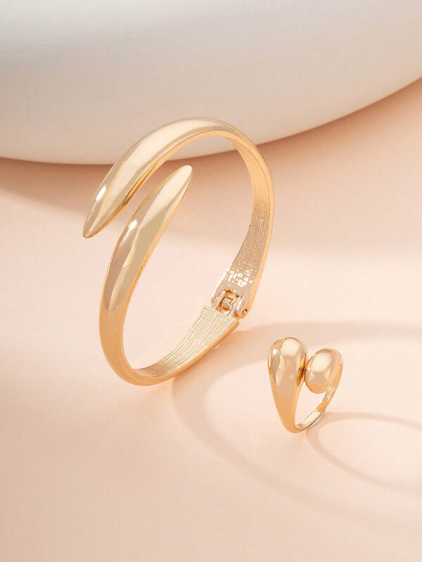 1 Bracelet En Alliage De Forme Géométrique Et Ensemble De Bague – Image 5
