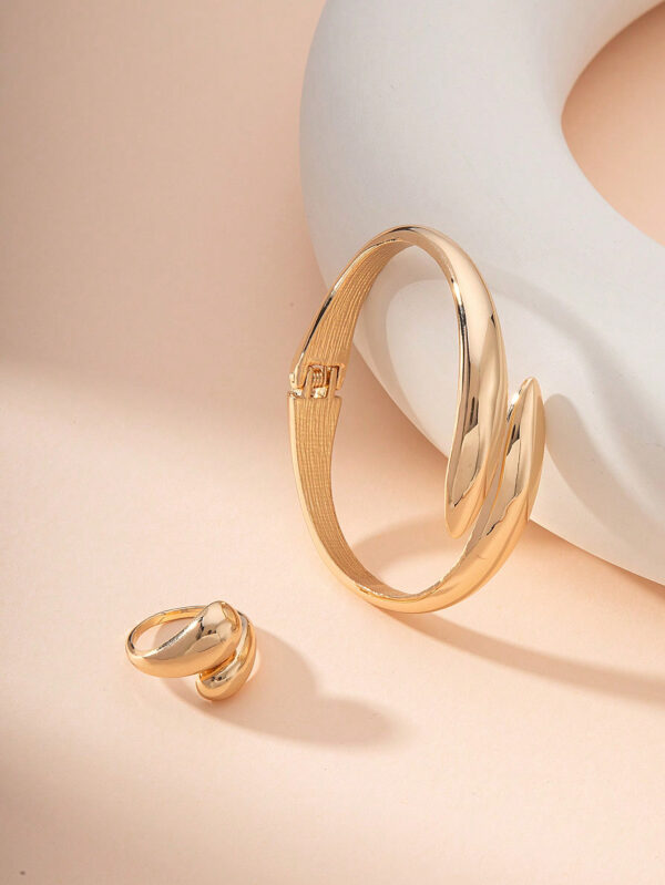 1 Bracelet En Alliage De Forme Géométrique Et Ensemble De Bague – Image 6