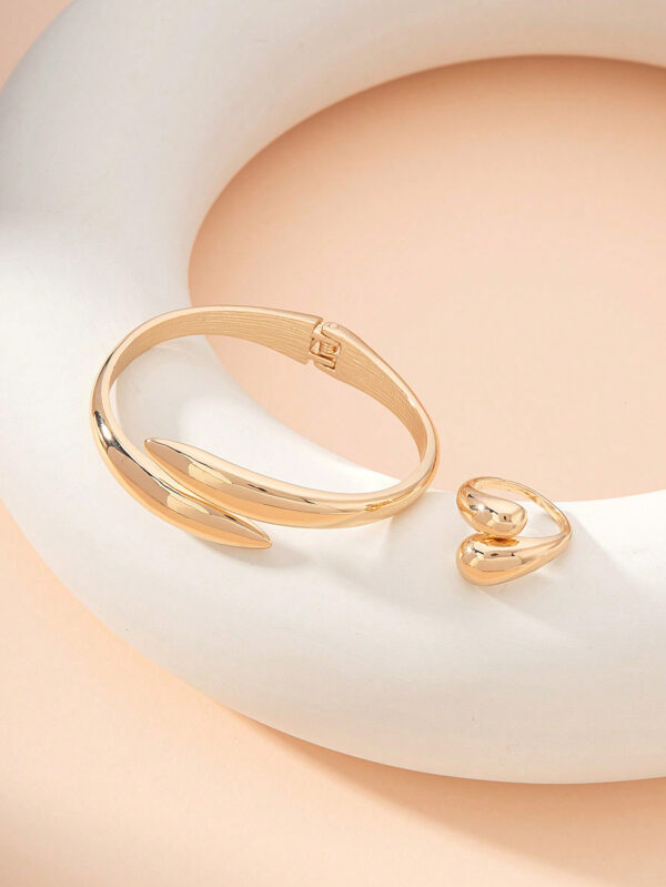 1 Bracelet En Alliage De Forme Géométrique Et Ensemble De Bague – Image 9