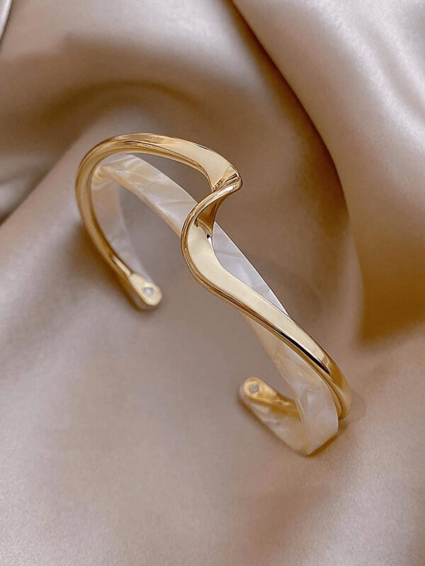 1 pièce Bracelet à vague de mode pour femmes, en acier inoxydable et résine, cadeau pour anniversaire, fête ou porter pendant les vacances – Image 3