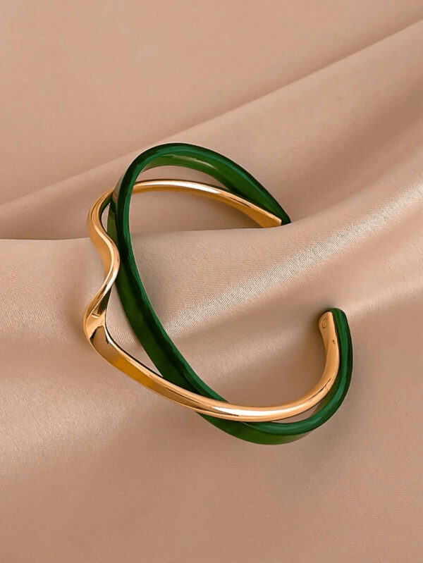 1 pièce Bracelet à vague de mode pour femmes, en acier inoxydable et résine, cadeau pour anniversaire, fête ou porter pendant les vacances – Image 9