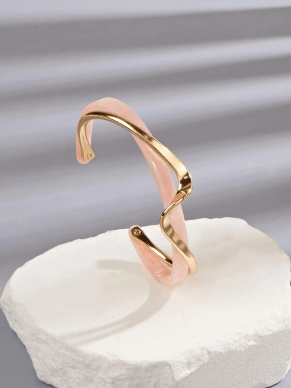 1 pièce Bracelet à vague de mode pour femmes, en acier inoxydable et résine, cadeau pour anniversaire, fête ou porter pendant les vacances – Image 11