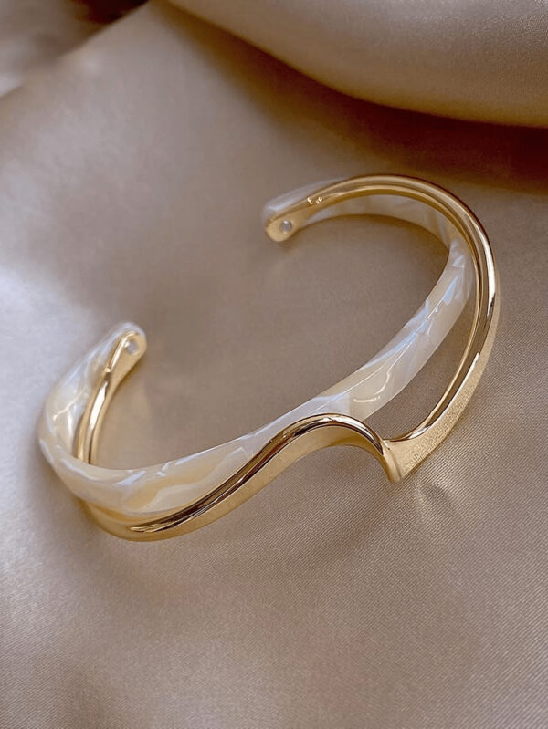 1 pièce Bracelet à vague de mode pour femmes, en acier inoxydable et résine, cadeau pour anniversaire, fête ou porter pendant les vacances – Image 12