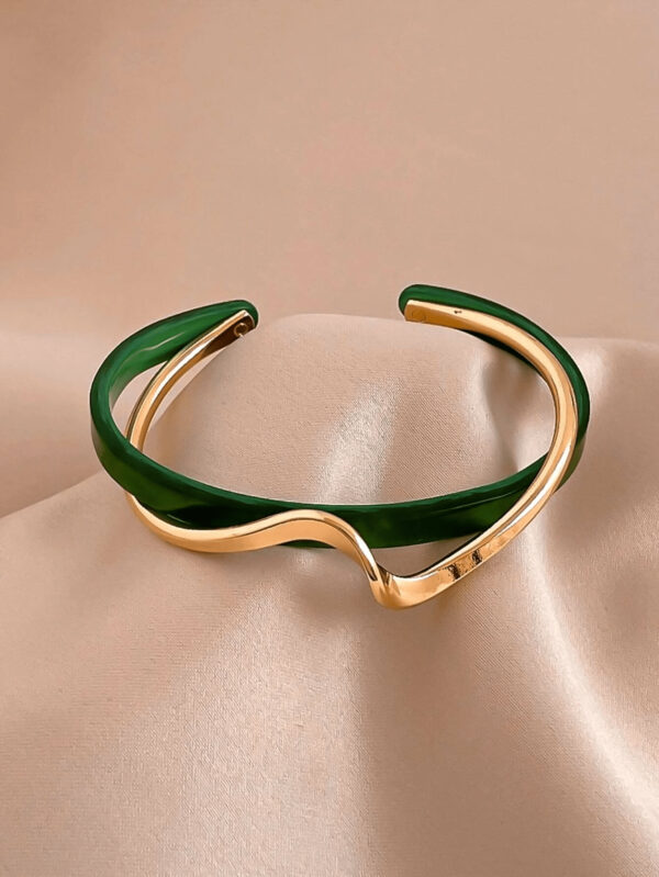 1 pièce Bracelet à vague de mode pour femmes, en acier inoxydable et résine, cadeau pour anniversaire, fête ou porter pendant les vacances – Image 14