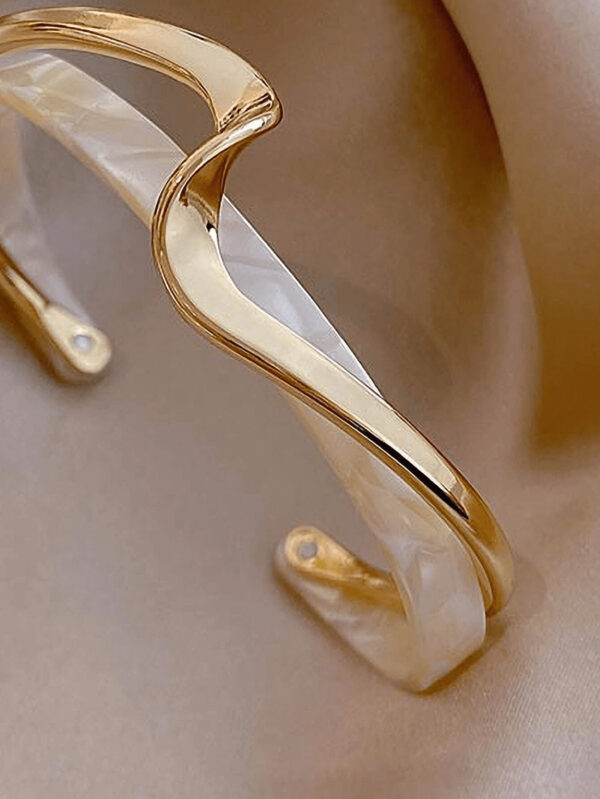 1 pièce Bracelet à vague de mode pour femmes, en acier inoxydable et résine, cadeau pour anniversaire, fête ou porter pendant les vacances – Image 18