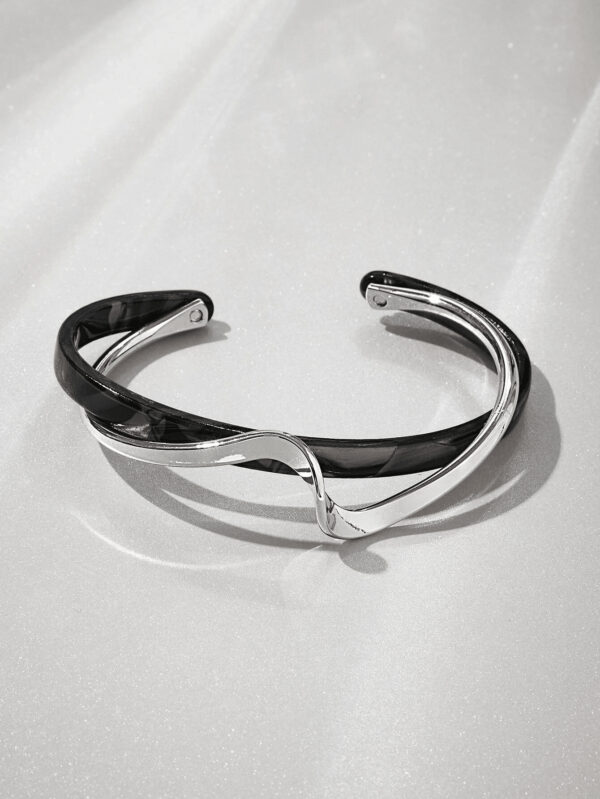 1 pièce Bracelet à vague de mode pour femmes, en acier inoxydable et résine, cadeau pour anniversaire, fête ou porter pendant les vacances – Image 20