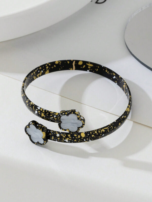 1 pièce Bracelet de mode et unique, nouvelle dégradé noir et blanc trèfle, bijoux pour femmes – Image 2