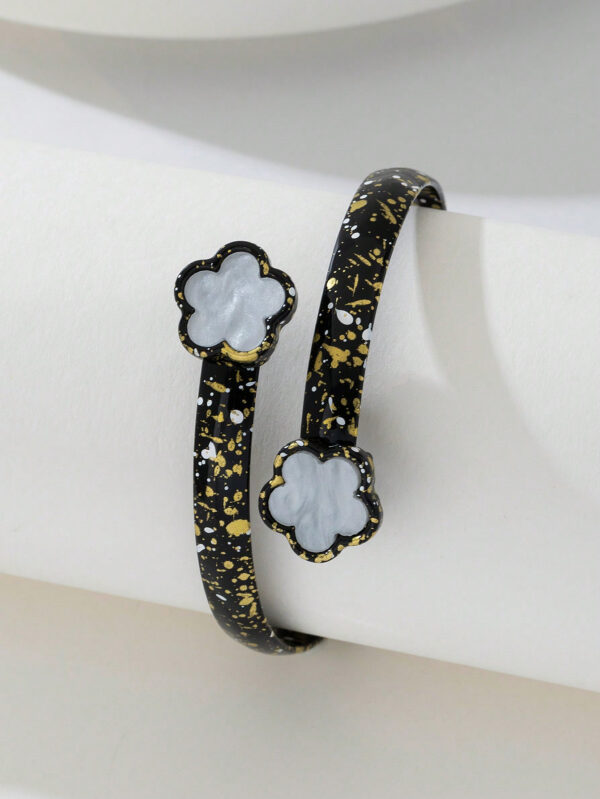 1 pièce Bracelet de mode et unique, nouvelle dégradé noir et blanc trèfle, bijoux pour femmes – Image 3