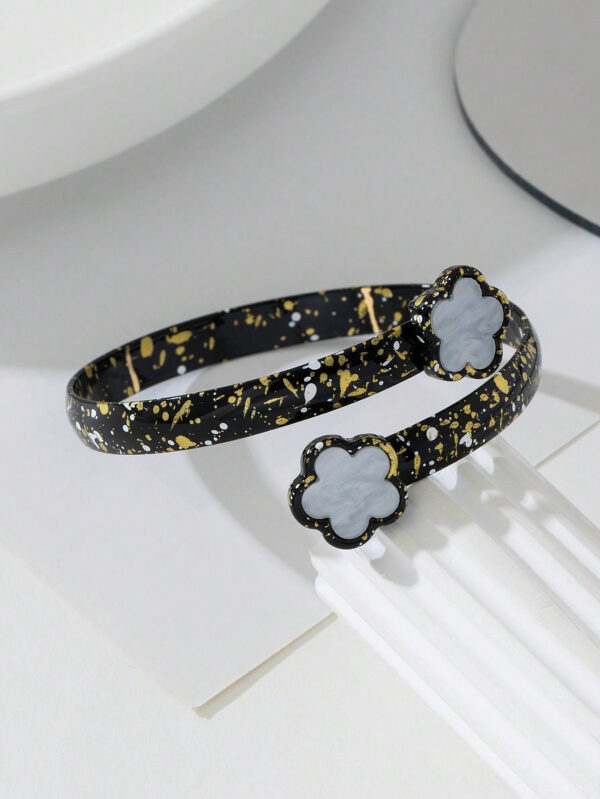 1 pièce Bracelet de mode et unique, nouvelle dégradé noir et blanc trèfle, bijoux pour femmes – Image 4