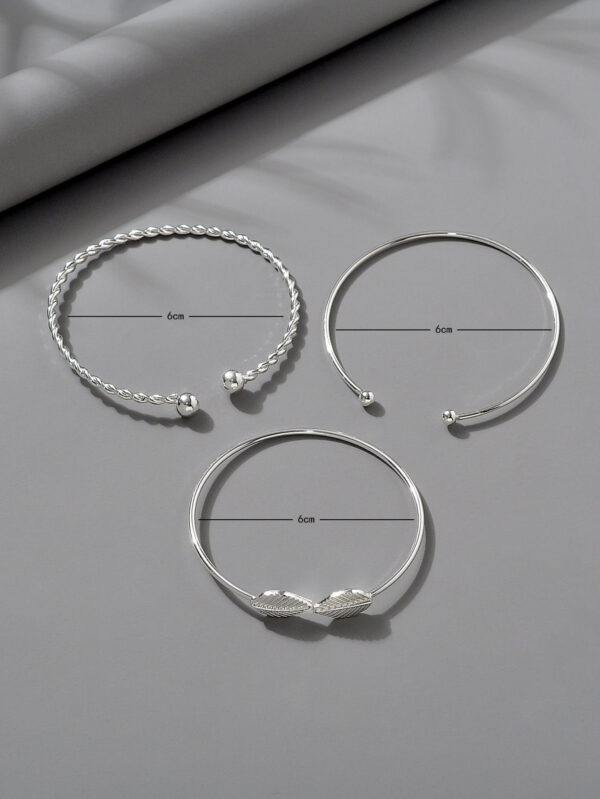 3 pièces/set Bracelet mode feuille & à détail boule ronde pour femme pour décoration quotidienne – Image 5